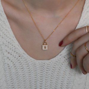 Full diamond lock necklace